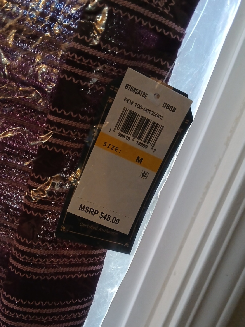 Democracy Dark Boysenberry Top with Light Pink Embroidery. NEVER WORN - Picture 7 of 9